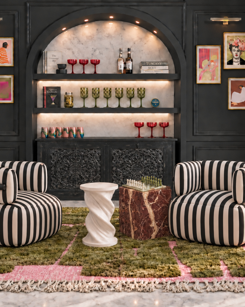 The Black Poppy Bar, focal-group detail of the original room concept