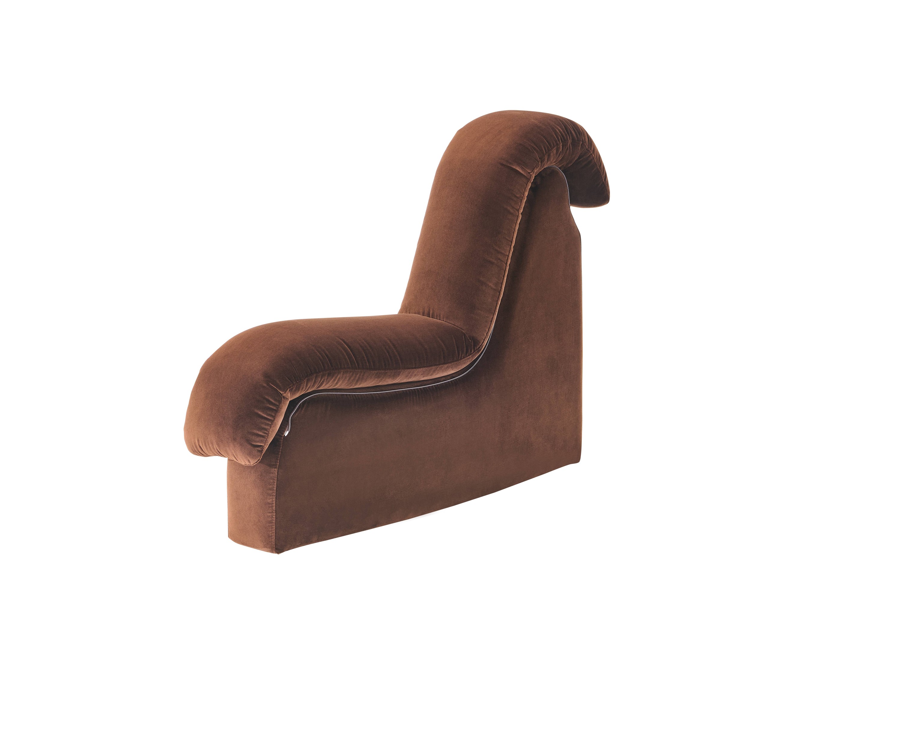 Original Forward Home cocoa ribbed seating module with a curved backrest, shown individually on a neutral background
