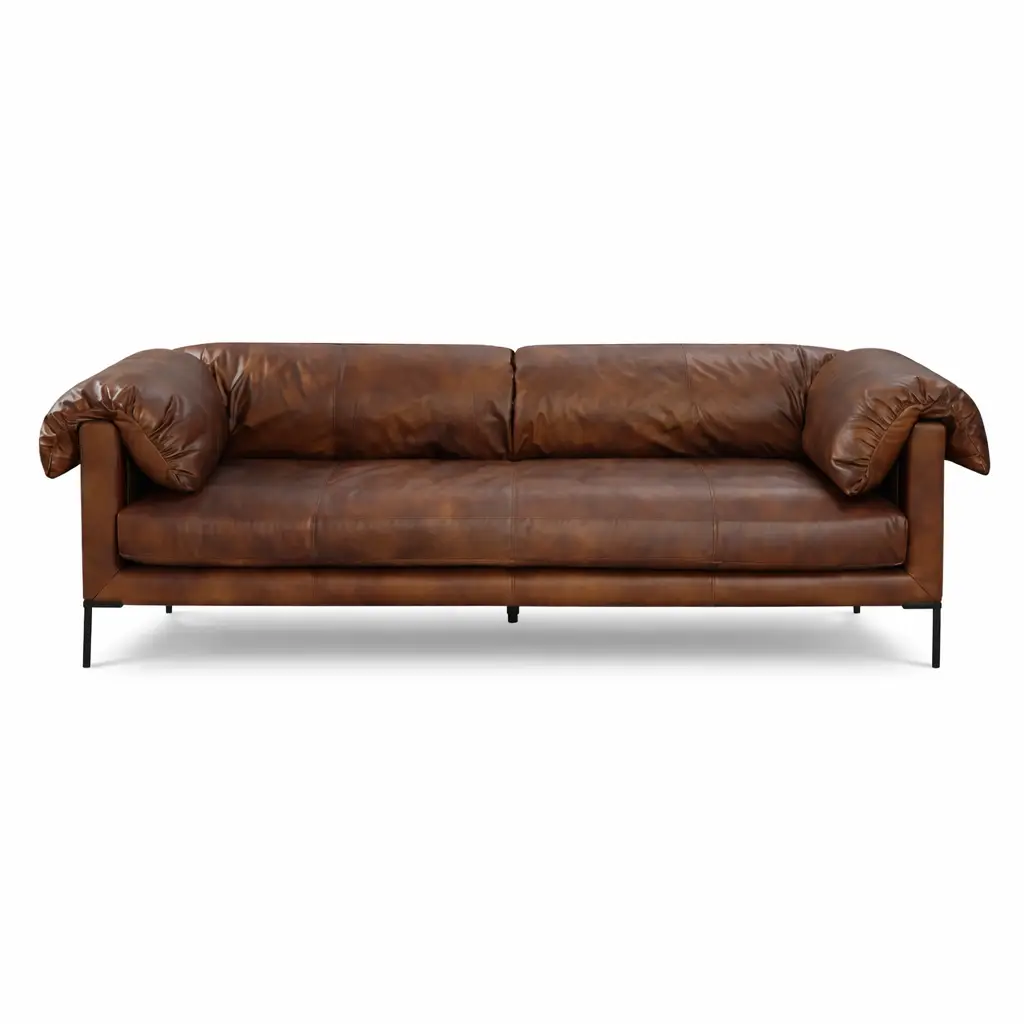 Fireside leather sofa shown from the front on a plain background